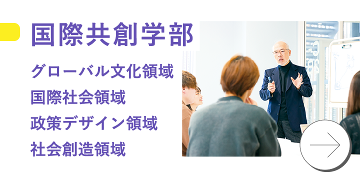 国際共創学部 グローバル文化領域 国際社会領域 政策デザイン領域 社会創造領域