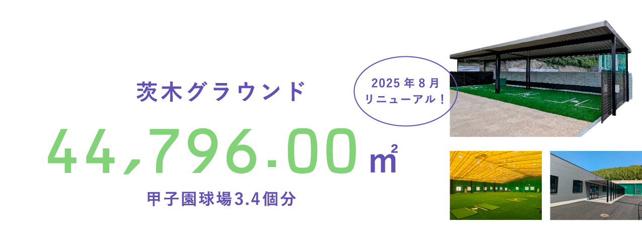 茨木グラウンド 44,796.00㎡ 甲子園球場3.4個分 2025年8月リニューアル！