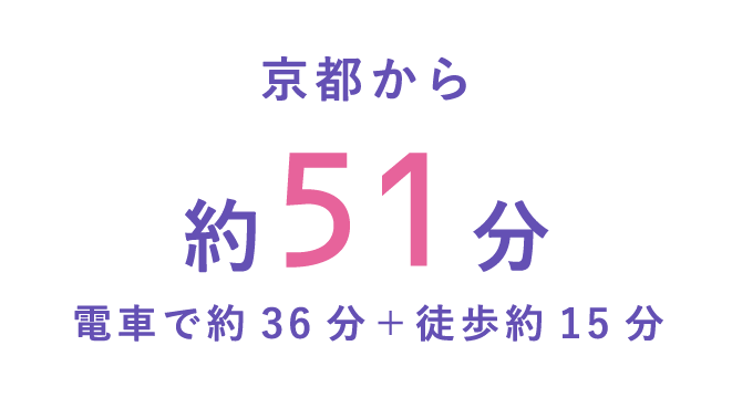 京都から約51分 電車で約36分＋徒歩約15分