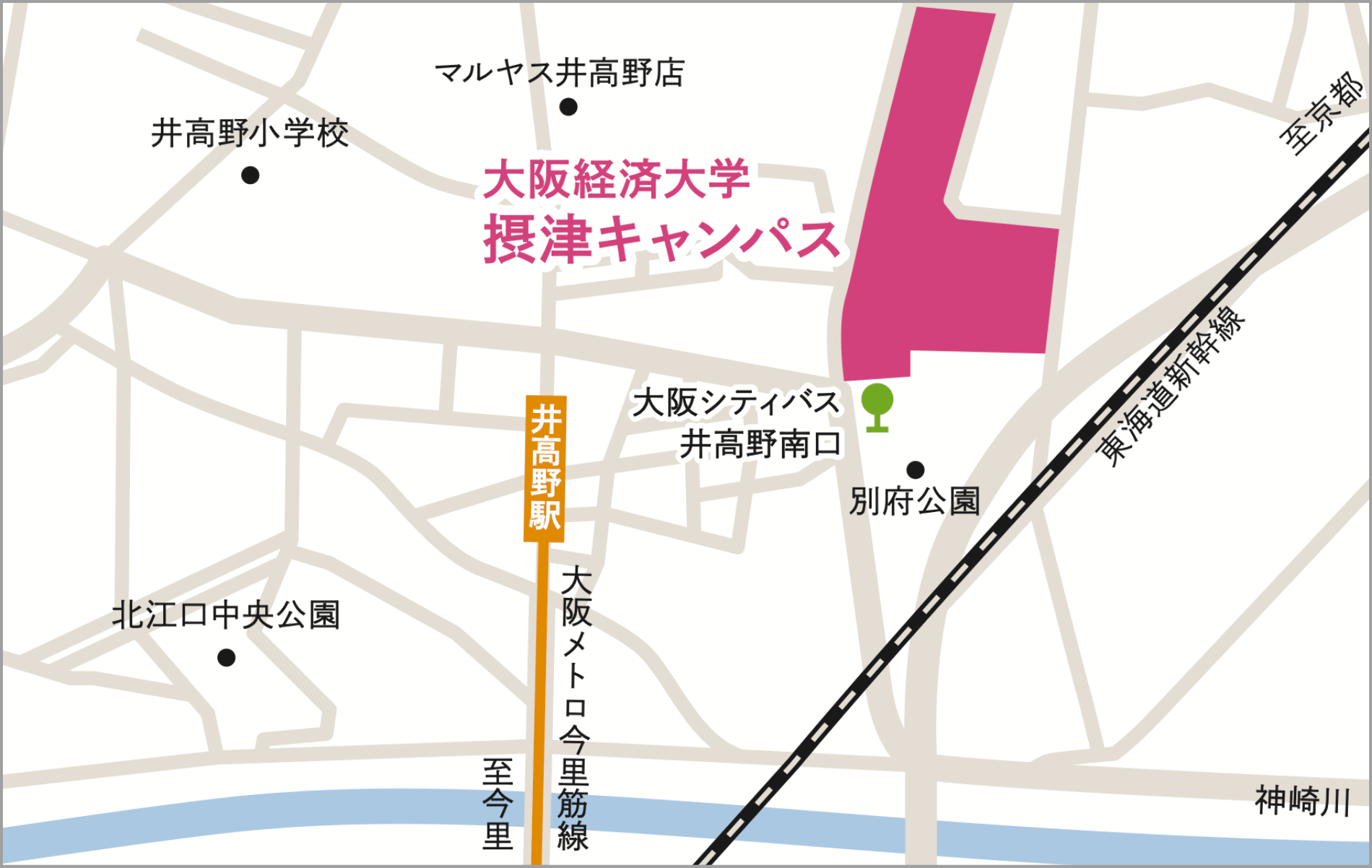 摂津キャンパス周辺マップ